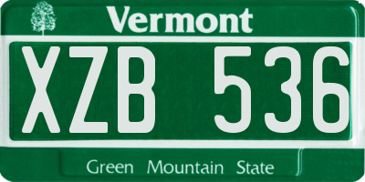 VT license plate XZB536