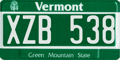 VT license plate XZB538
