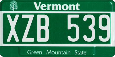 VT license plate XZB539