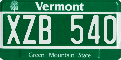 VT license plate XZB540