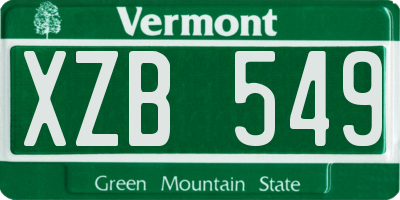 VT license plate XZB549