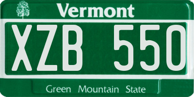 VT license plate XZB550