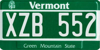 VT license plate XZB552