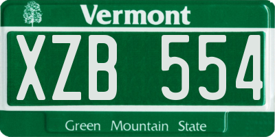 VT license plate XZB554