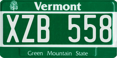 VT license plate XZB558
