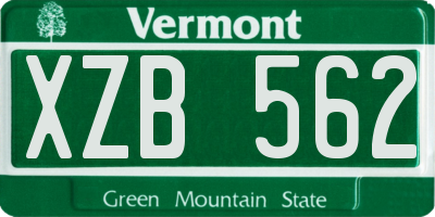 VT license plate XZB562