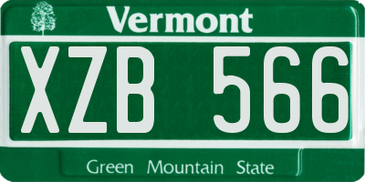 VT license plate XZB566