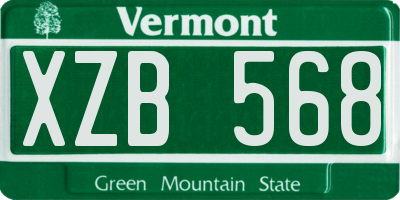 VT license plate XZB568