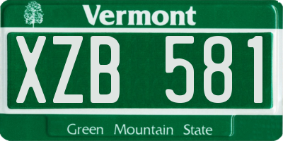 VT license plate XZB581