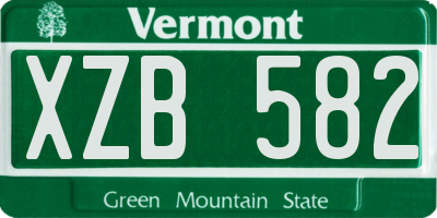 VT license plate XZB582
