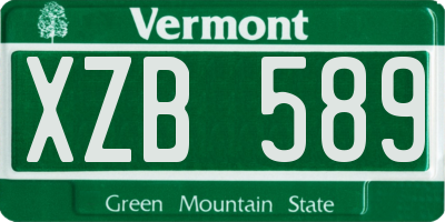 VT license plate XZB589