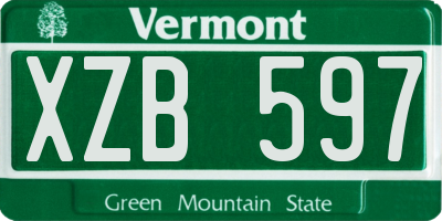 VT license plate XZB597