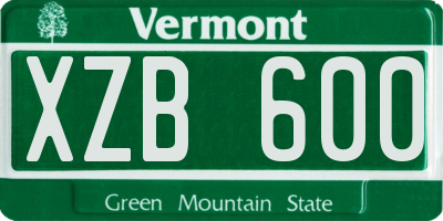 VT license plate XZB600