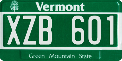 VT license plate XZB601