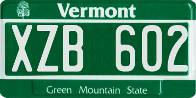 VT license plate XZB602
