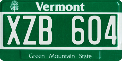 VT license plate XZB604