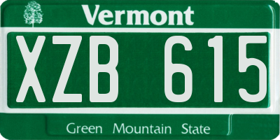 VT license plate XZB615