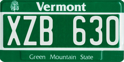 VT license plate XZB630