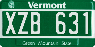 VT license plate XZB631