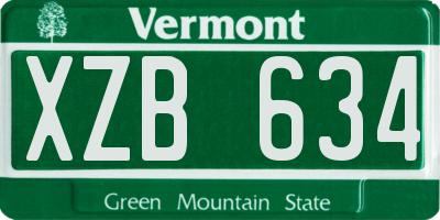 VT license plate XZB634