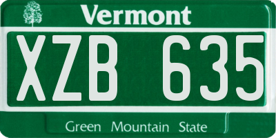 VT license plate XZB635