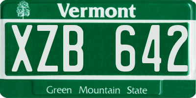 VT license plate XZB642