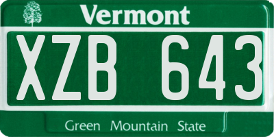 VT license plate XZB643