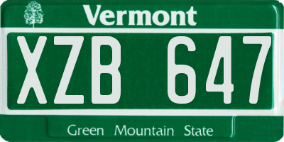 VT license plate XZB647