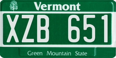 VT license plate XZB651