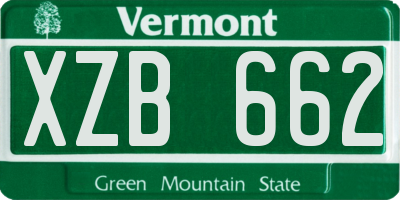 VT license plate XZB662
