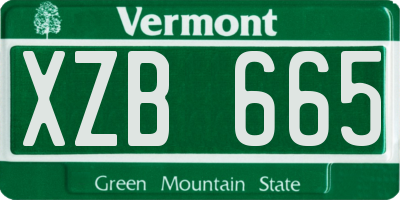 VT license plate XZB665