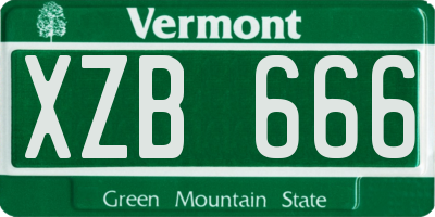 VT license plate XZB666