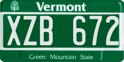 VT license plate XZB672