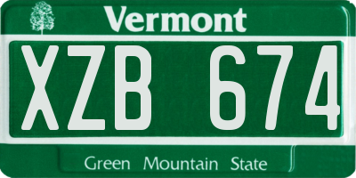 VT license plate XZB674