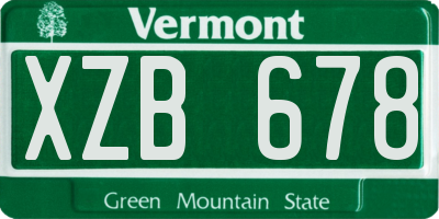 VT license plate XZB678