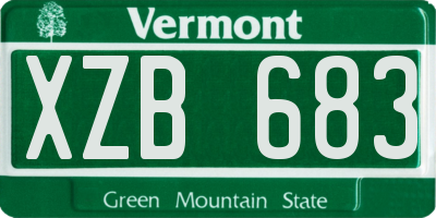 VT license plate XZB683