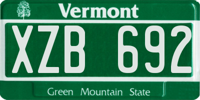 VT license plate XZB692