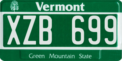 VT license plate XZB699
