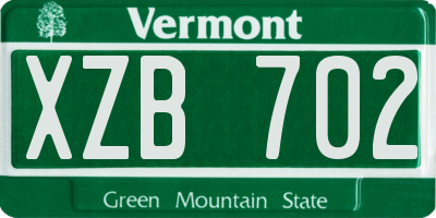 VT license plate XZB702