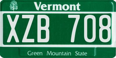 VT license plate XZB708
