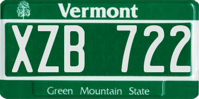 VT license plate XZB722
