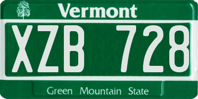VT license plate XZB728