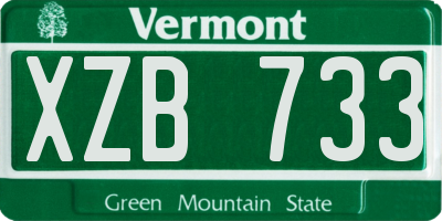 VT license plate XZB733