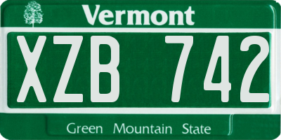 VT license plate XZB742