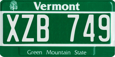 VT license plate XZB749