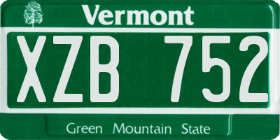 VT license plate XZB752