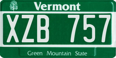 VT license plate XZB757