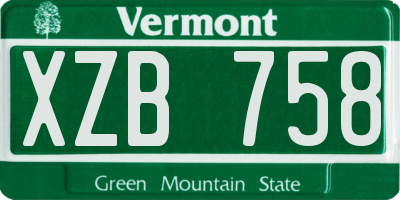 VT license plate XZB758