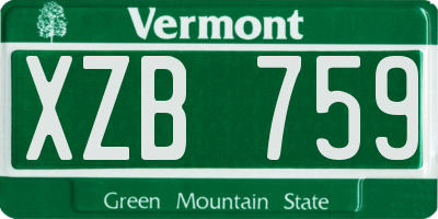 VT license plate XZB759