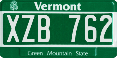 VT license plate XZB762